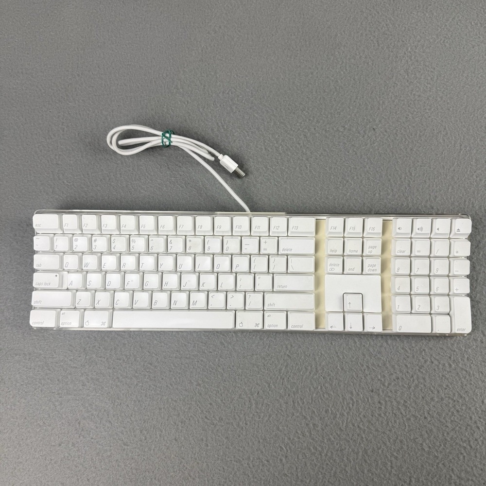 Apple A1048 Pro Keyboard White Clear USB Vintage iMac G3 G4 Y2K TESTED